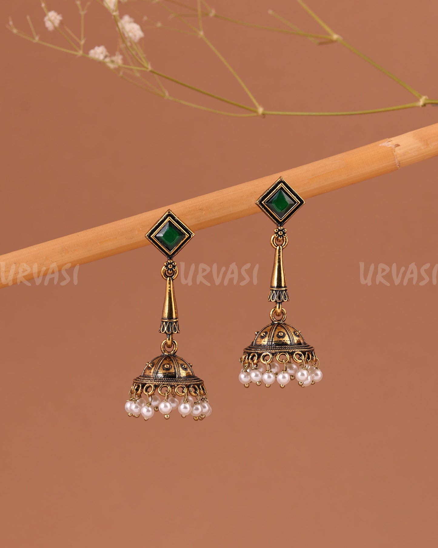 Oxidised gold hanging Jhumka Earrings ER 1004