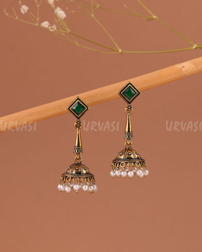 Oxidised gold hanging Jhumka Earrings ER 1004