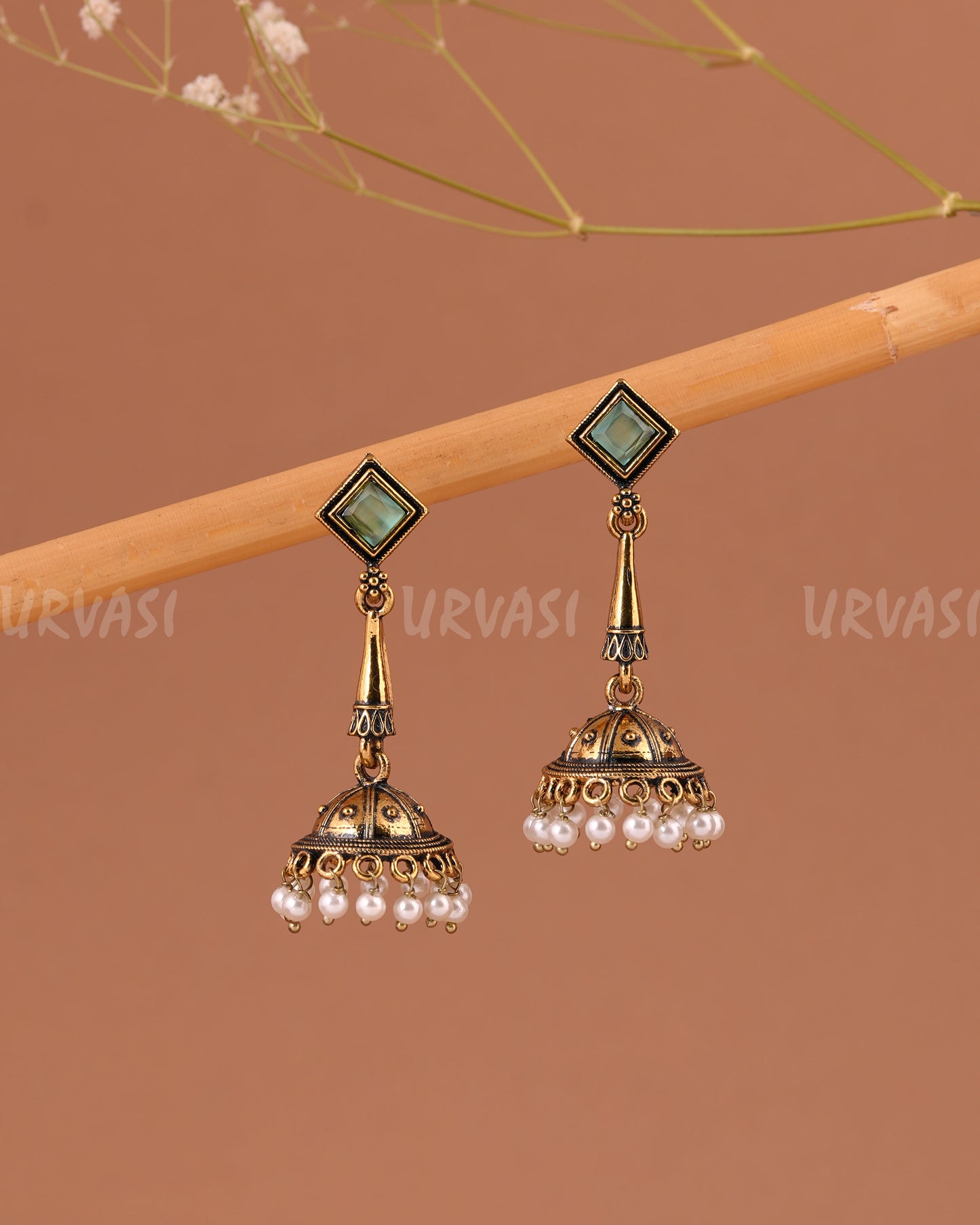 Oxidised gold hanging Jhumka Earrings ER 1004