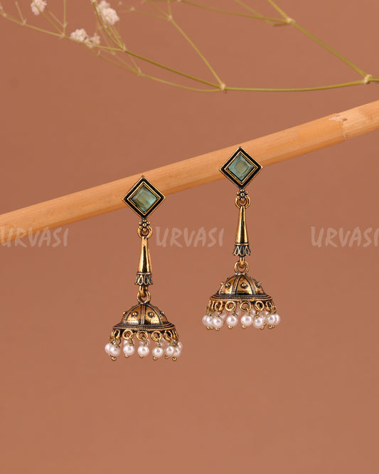 Oxidised gold hanging Jhumka Earrings ER 1004