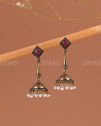 Oxidised gold hanging Jhumka Earrings ER 1004