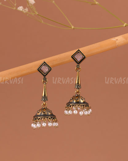 Oxidised gold hanging Jhumka Earrings ER 1004