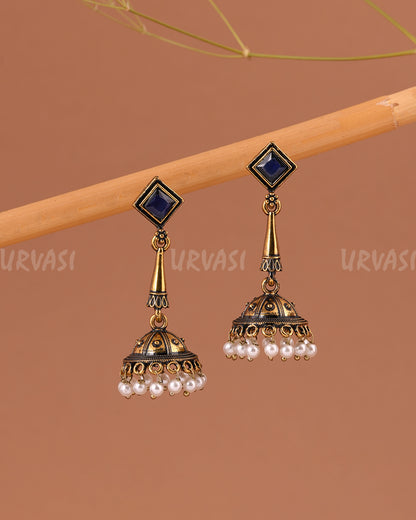 Oxidised gold hanging Jhumka Earrings ER 1004