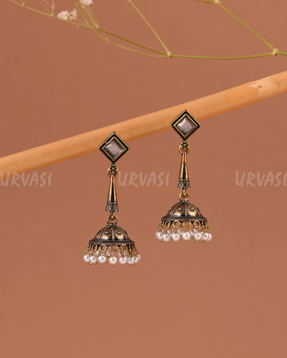 Oxidised gold hanging Jhumka Earrings ER 1004