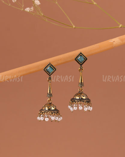Oxidised gold hanging Jhumka Earrings ER 1004
