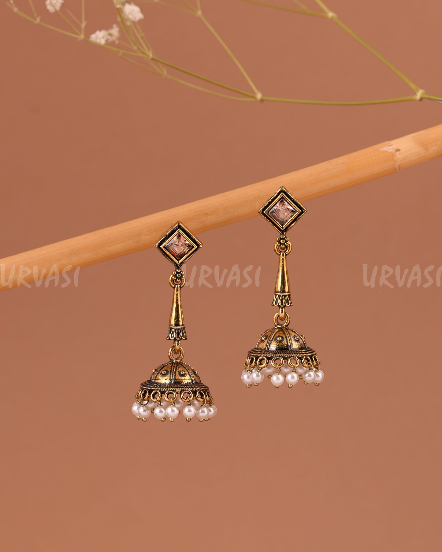 Oxidised gold hanging Jhumka Earrings ER 1004