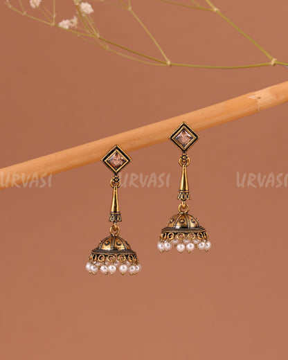 Oxidised gold hanging Jhumka Earrings ER 1004