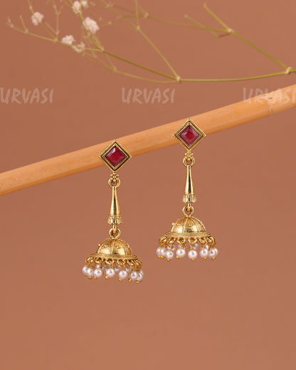 Gold-Toned Pearl Jhumka Earrings ER 1003