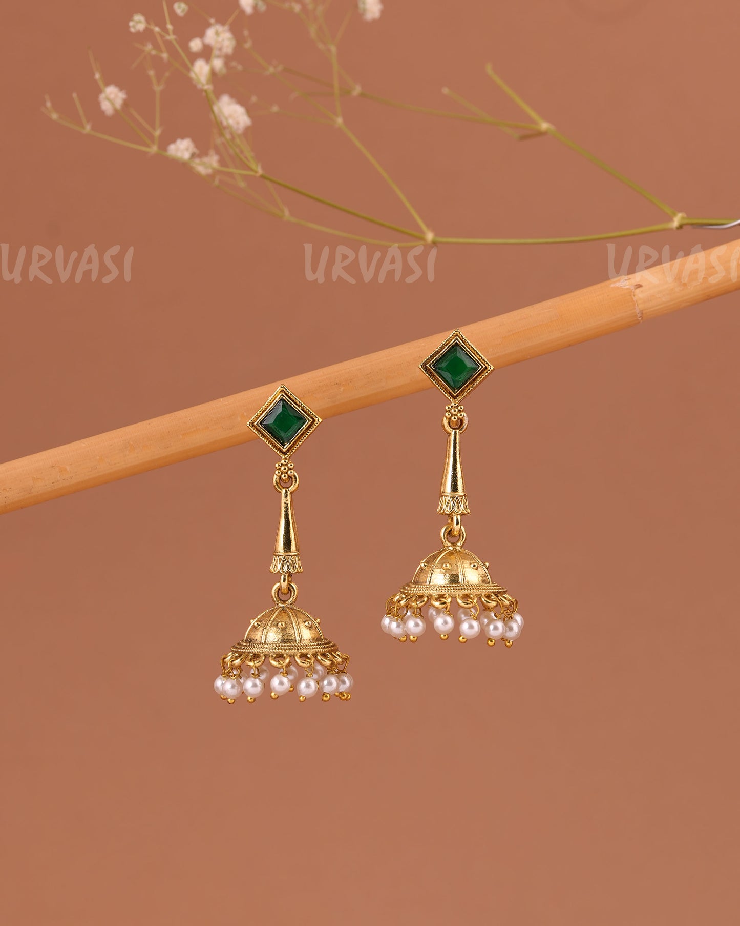 Gold-Toned Pearl Jhumka Earrings ER 1003