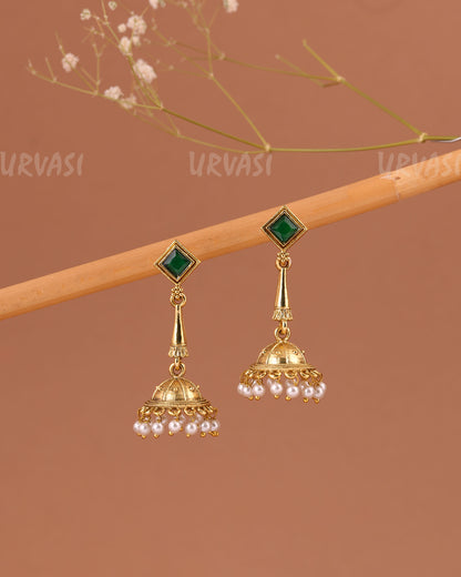 Gold-Toned Pearl Jhumka Earrings ER 1003