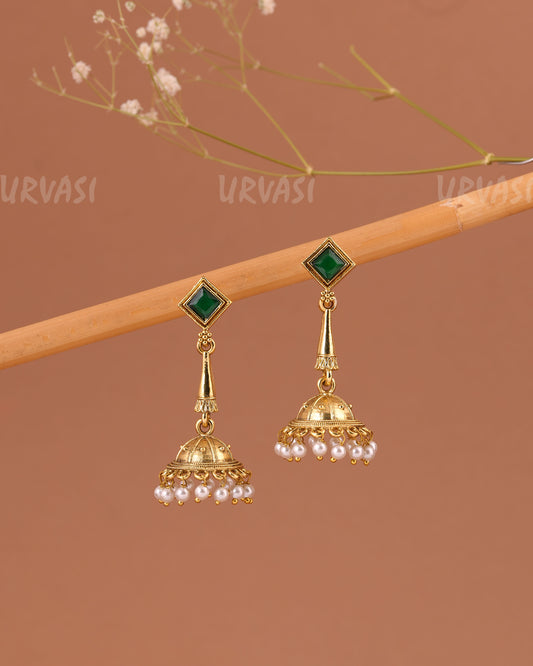 Gold-Toned Pearl Jhumka Earrings ER 1003