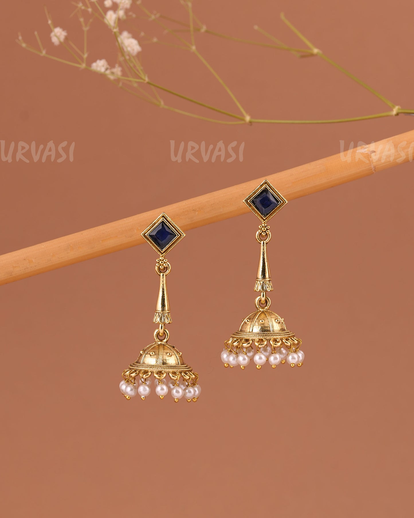 Gold-Toned Pearl Jhumka Earrings ER 1003