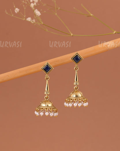 Gold-Toned Pearl Jhumka Earrings ER 1003