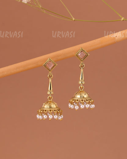 Gold-Toned Pearl Jhumka Earrings ER 1003