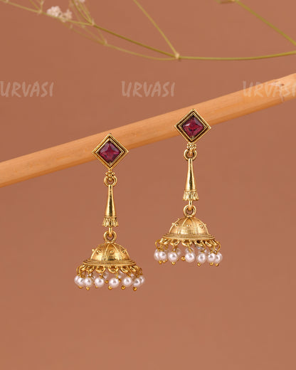Gold-Toned Pearl Jhumka Earrings ER 1003