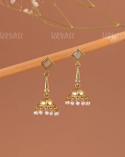 Gold-Toned Pearl Jhumka Earrings ER 1003