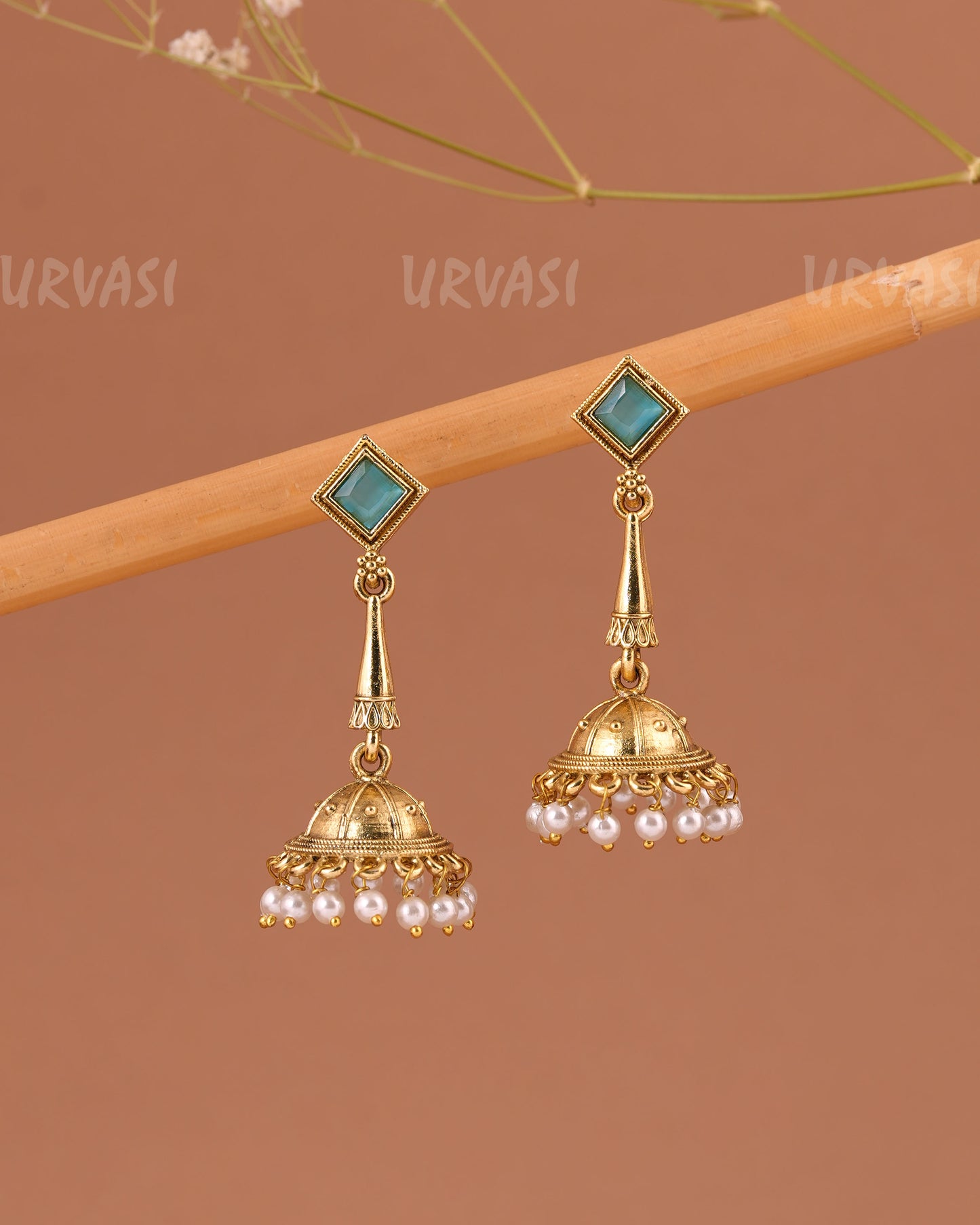 Gold-Toned Pearl Jhumka Earrings ER 1003