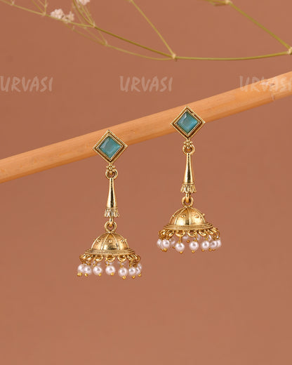 Gold-Toned Pearl Jhumka Earrings ER 1003