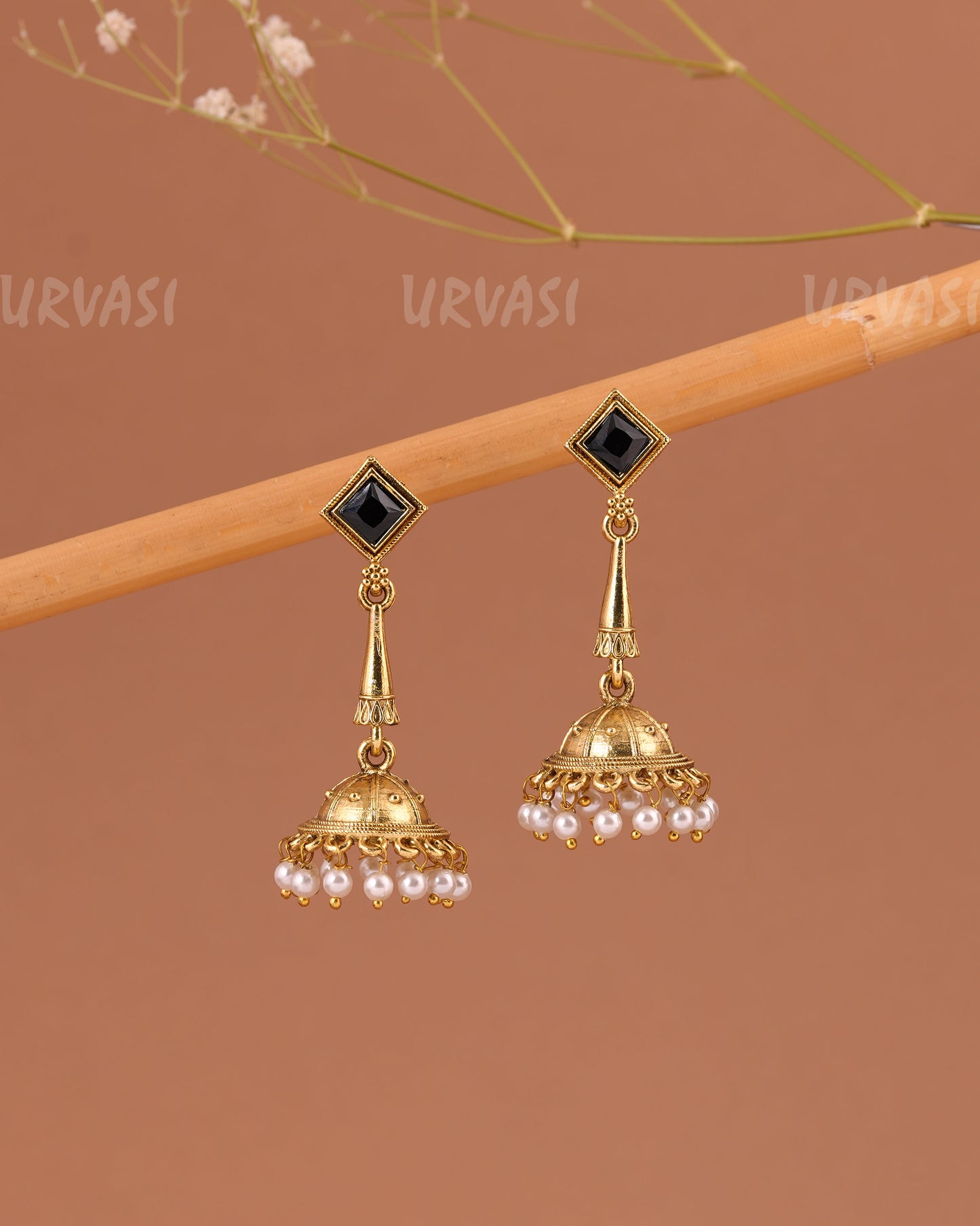 Gold-Toned Pearl Jhumka Earrings ER 1003