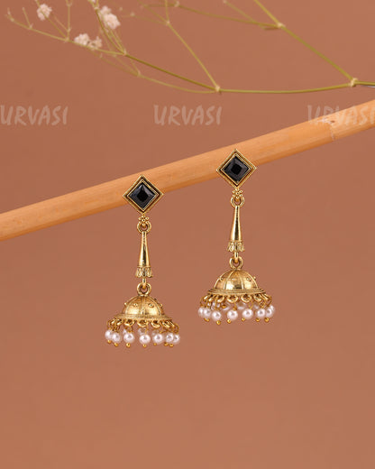 Gold-Toned Pearl Jhumka Earrings ER 1003