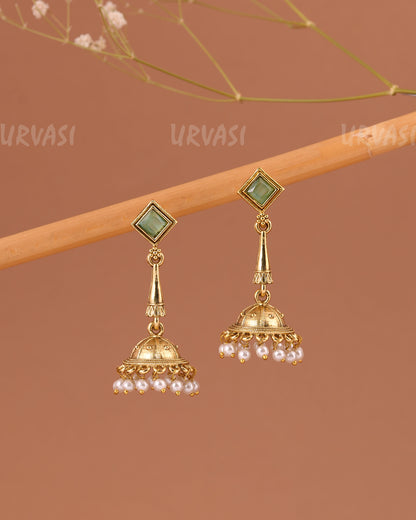 Gold-Toned Pearl Jhumka Earrings ER 1003