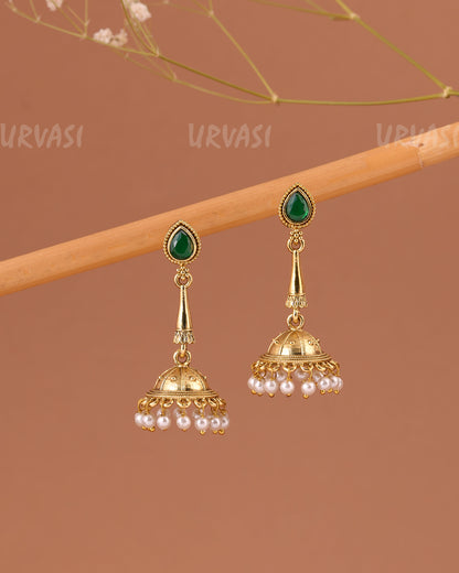 Oxidised Gold Tear-Drop Jhumka Earrings ER 1001