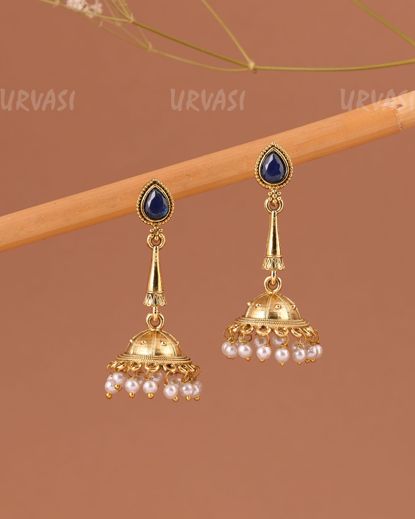 Oxidised Gold Tear-Drop Jhumka Earrings ER 1001