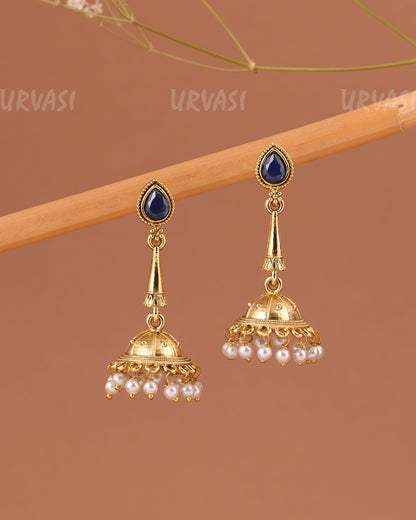 Oxidised Gold Tear-Drop Jhumka Earrings ER 1001