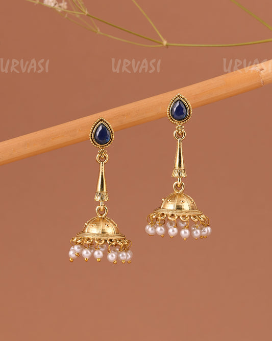 Oxidised Gold Tear-Drop Jhumka Earrings ER 1001
