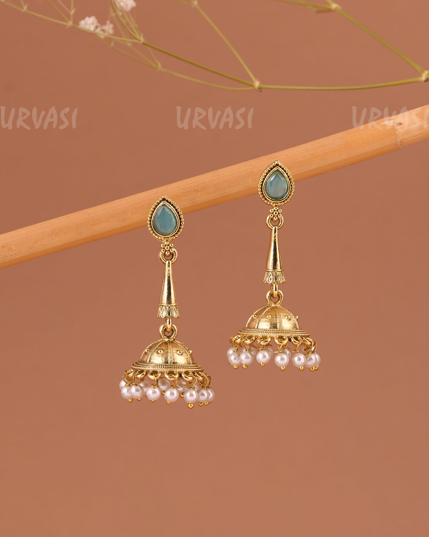 Oxidised Gold Tear-Drop Jhumka Earrings ER 1001
