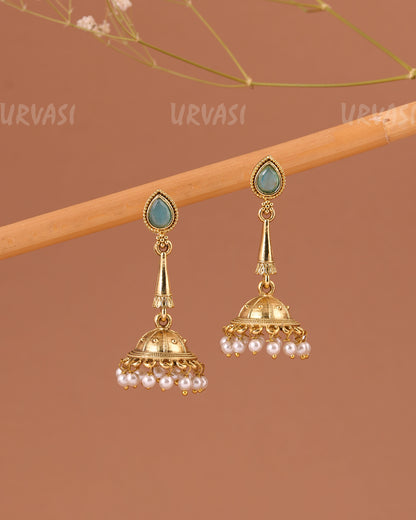 Oxidised Gold Tear-Drop Jhumka Earrings ER 1001