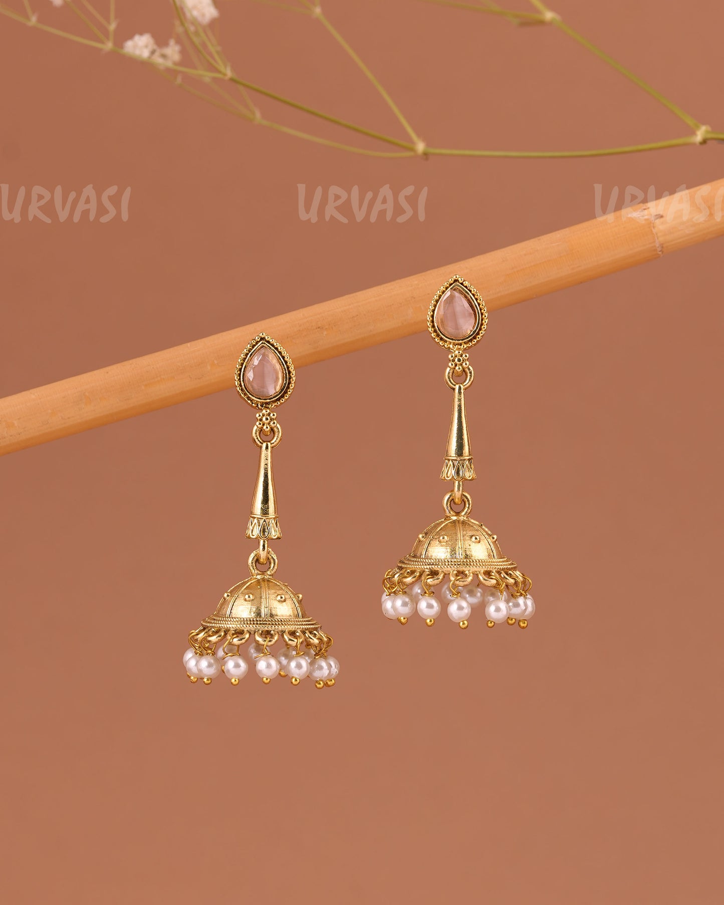 Oxidised Gold Tear-Drop Jhumka Earrings ER 1001
