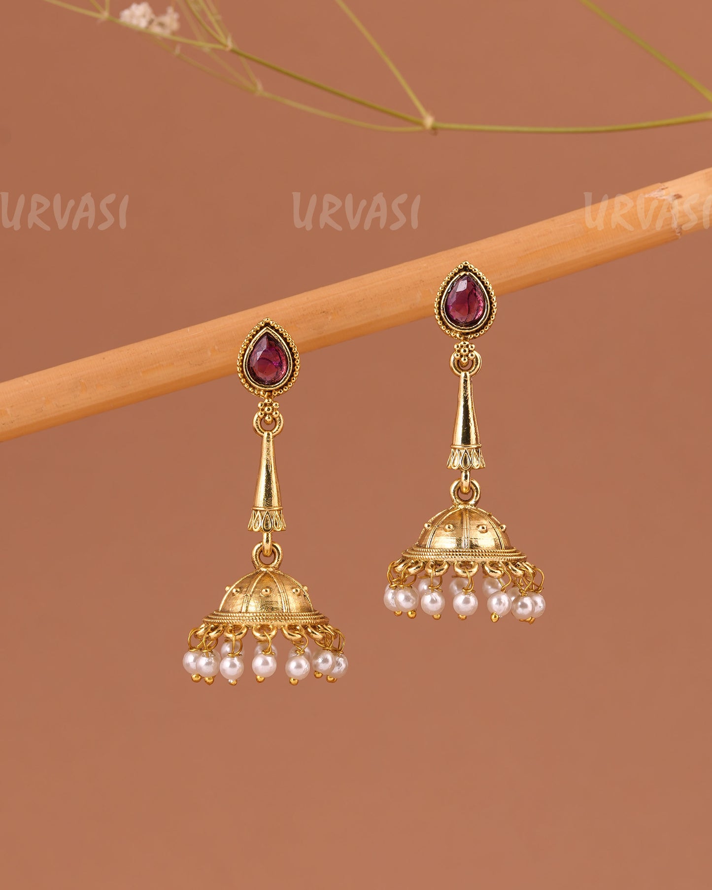 Oxidised Gold Tear-Drop Jhumka Earrings ER 1001