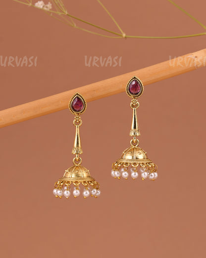 Oxidised Gold Tear-Drop Jhumka Earrings ER 1001
