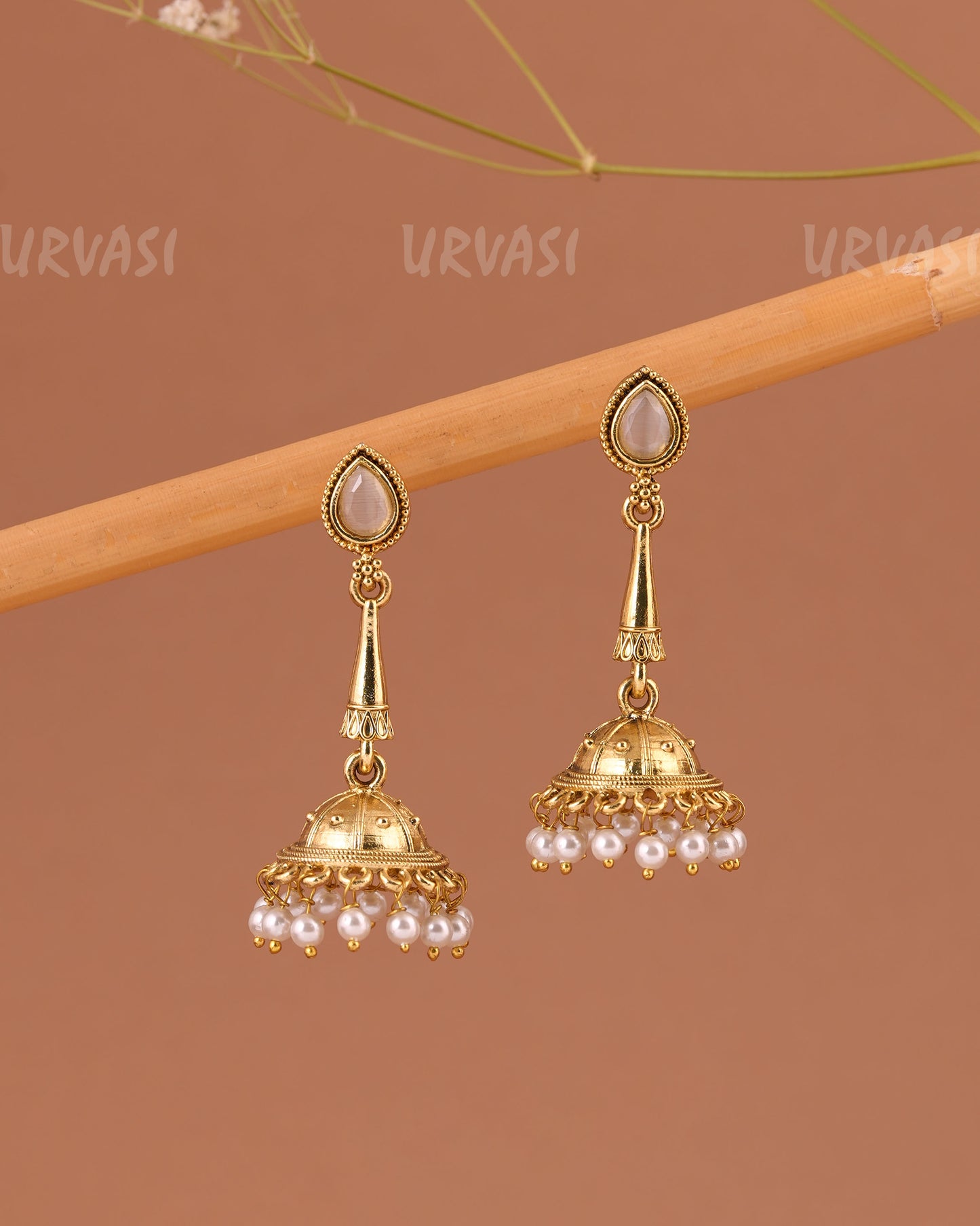 Oxidised Gold Tear-Drop Jhumka Earrings ER 1001