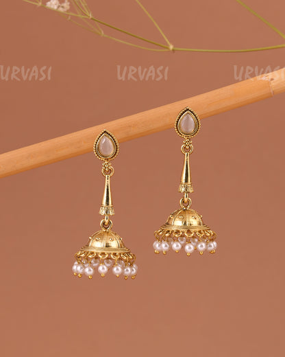 Oxidised Gold Tear-Drop Jhumka Earrings ER 1001