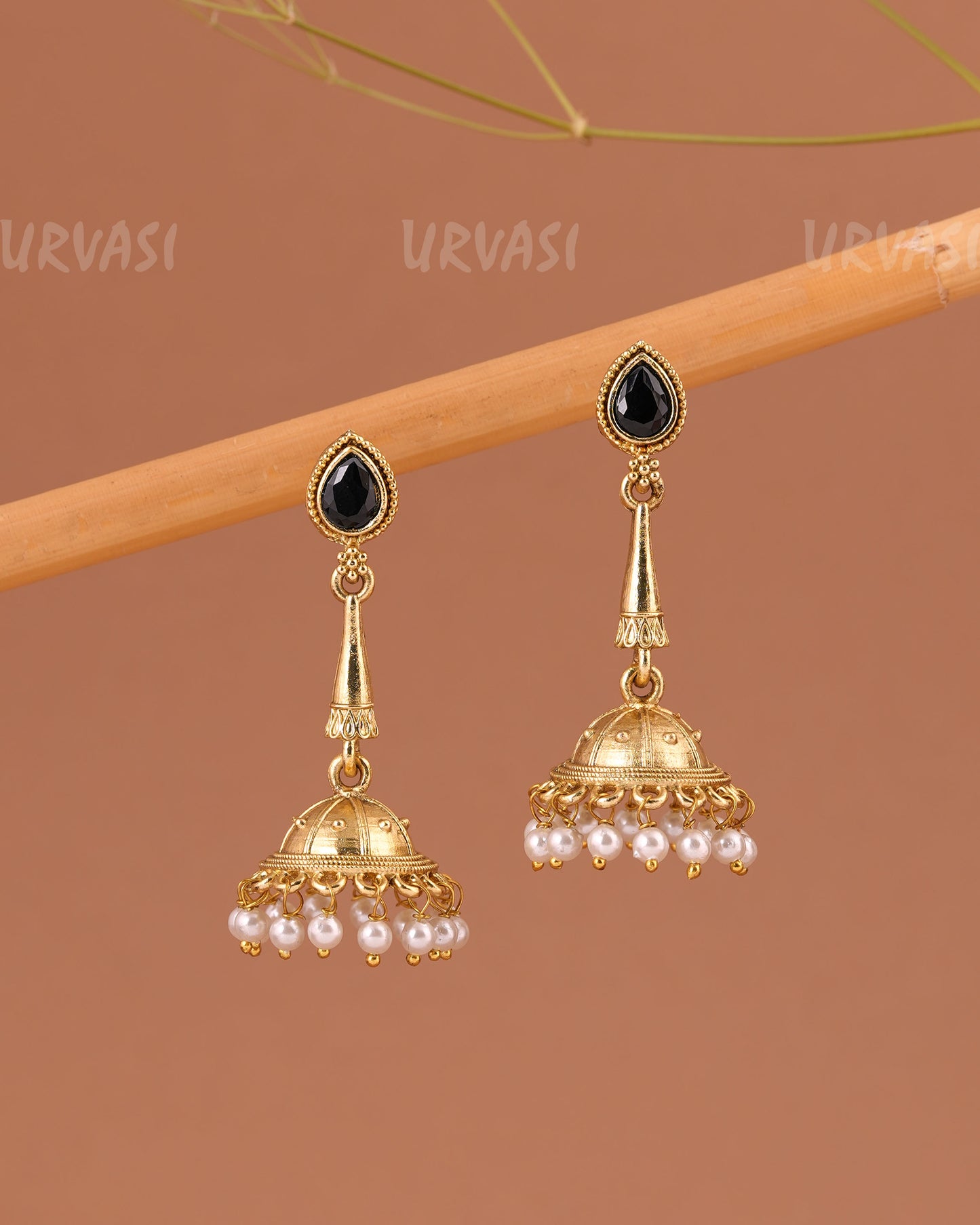 Oxidised Gold Tear-Drop Jhumka Earrings ER 1001