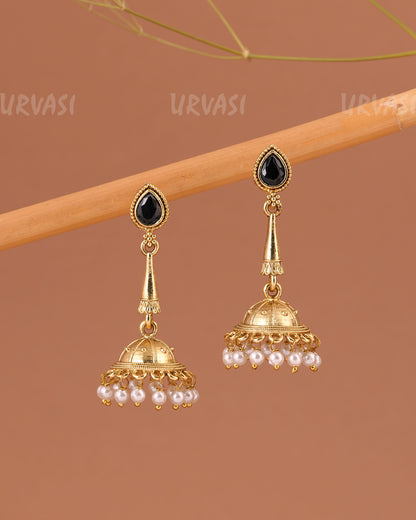 Oxidised Gold Tear-Drop Jhumka Earrings ER 1001