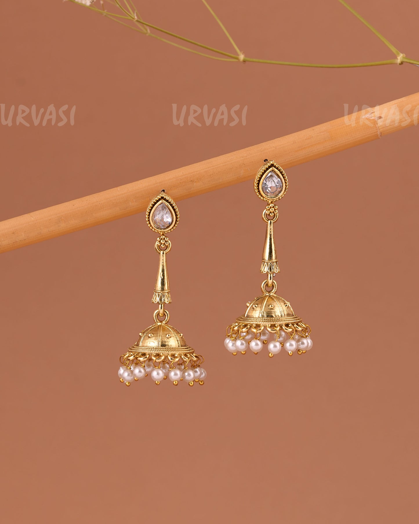 Oxidised Gold Tear-Drop Jhumka Earrings ER 1001