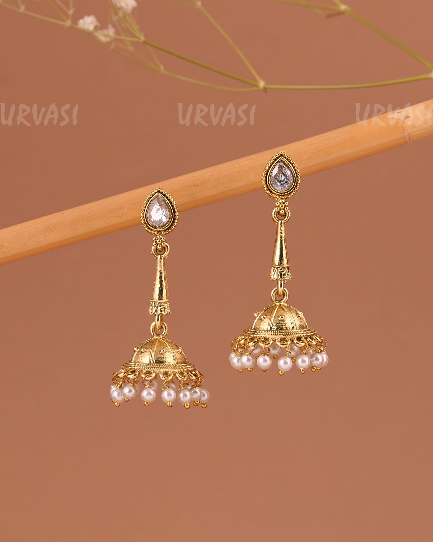 Oxidised Gold Tear-Drop Jhumka Earrings ER 1001