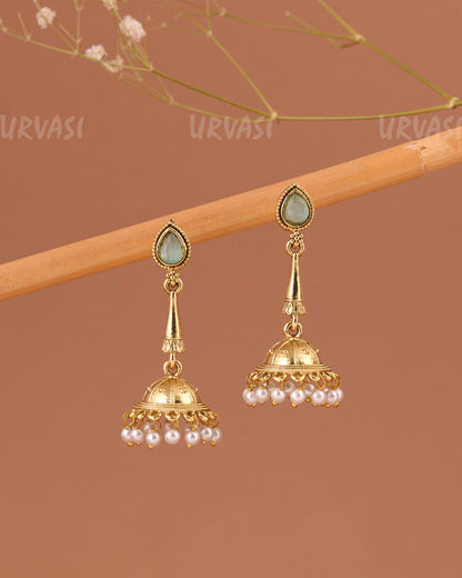 Oxidised Gold Tear-Drop Jhumka Earrings ER 1001