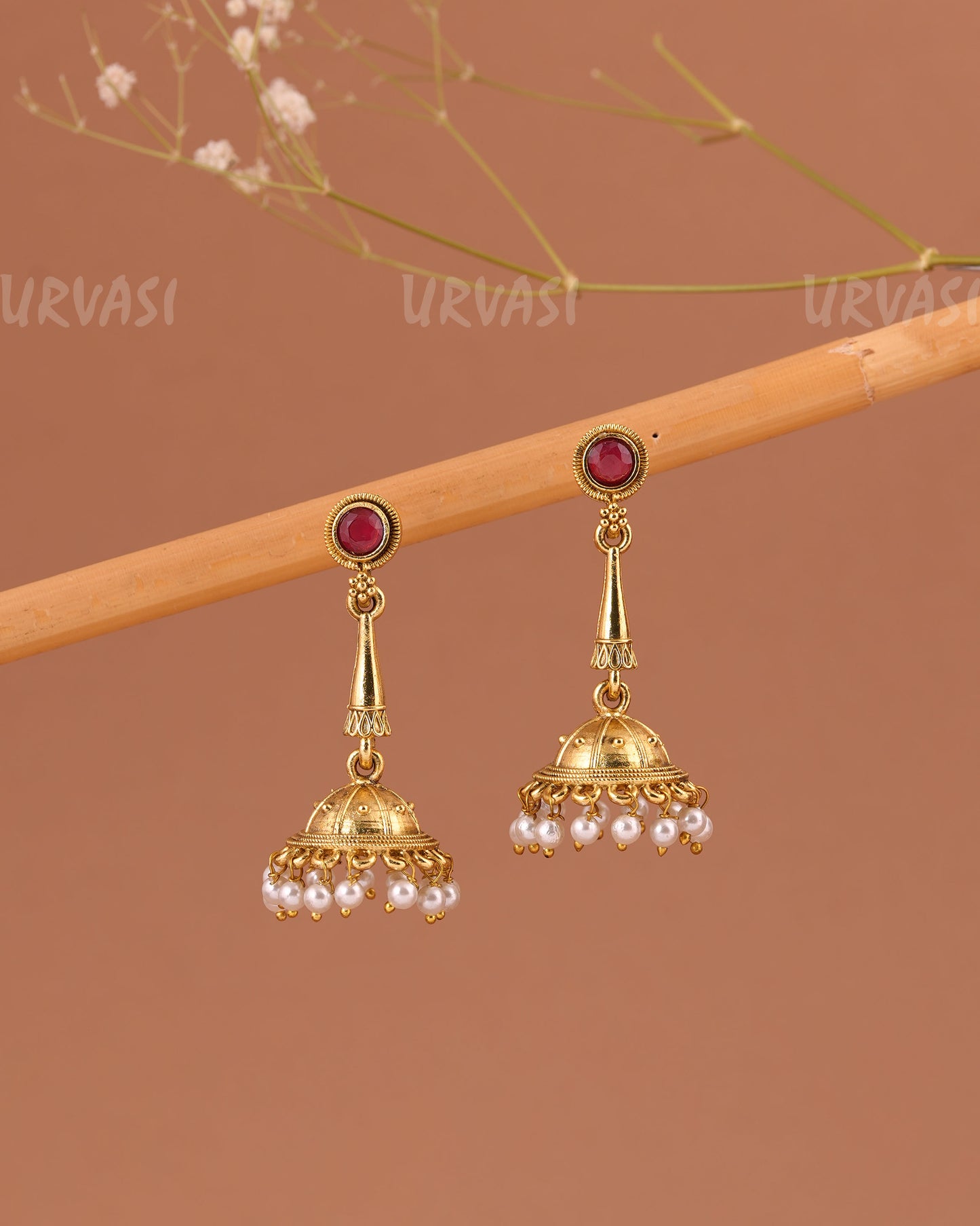 Oxidised Gold Jhumka Pearl Earrings ER 1002