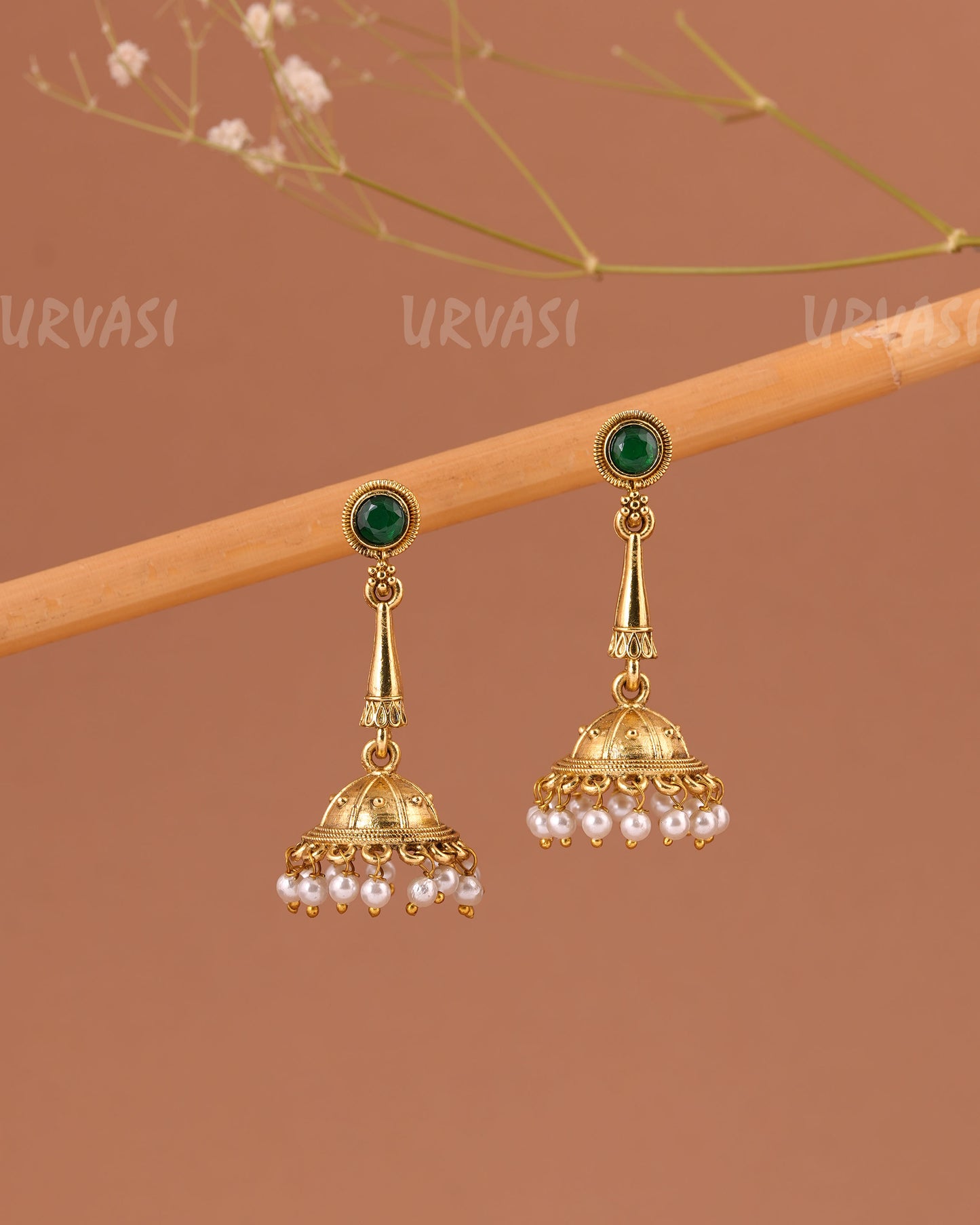 Oxidised Gold Jhumka Pearl Earrings ER 1002