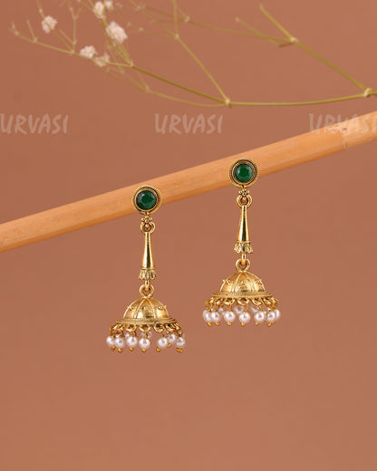 Oxidised Gold Jhumka Pearl Earrings ER 1002
