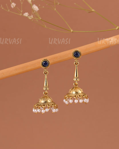 Oxidised Gold Jhumka Pearl Earrings ER 1002
