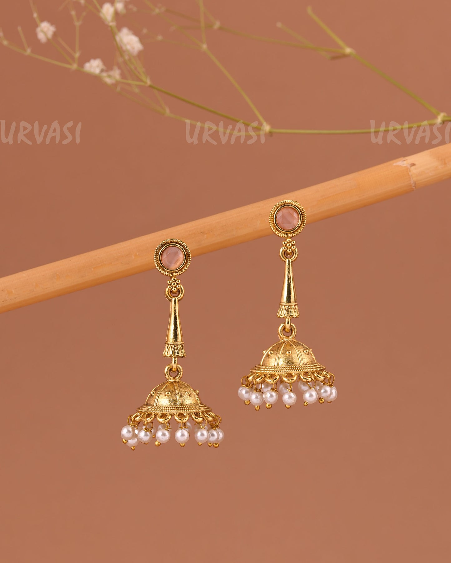 Oxidised Gold Jhumka Pearl Earrings ER 1002