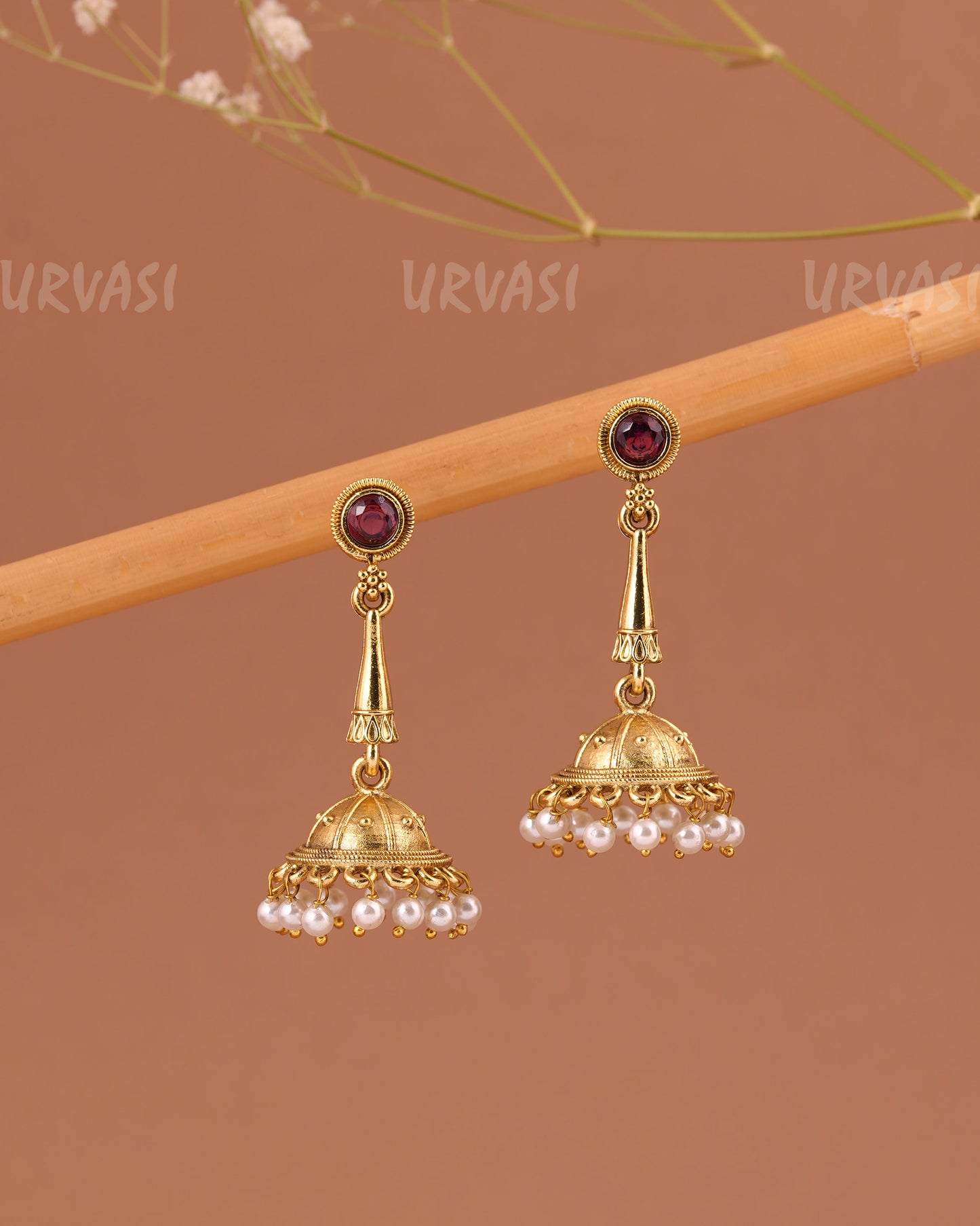 Oxidised Gold Jhumka Pearl Earrings ER 1002