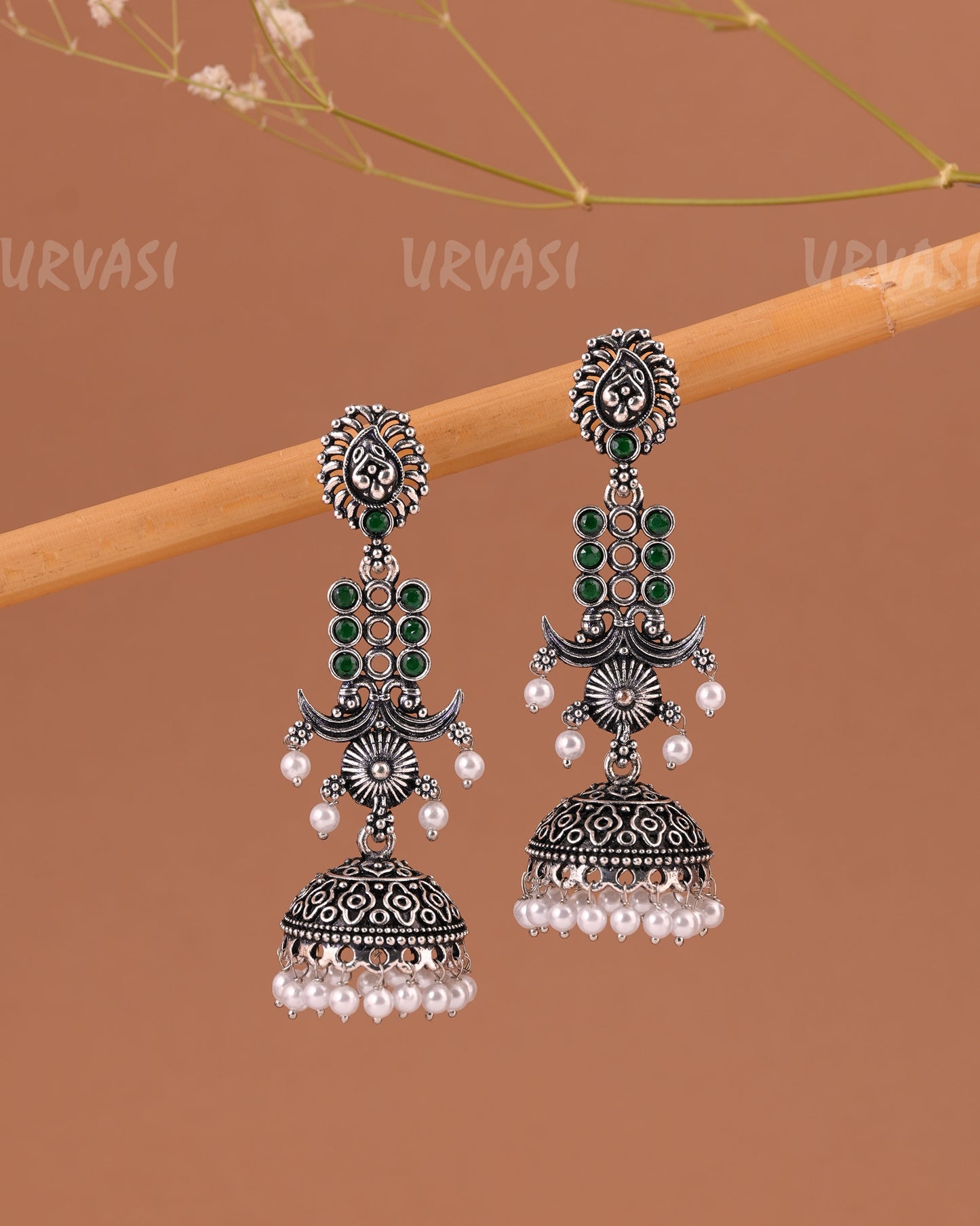 Oxidised Silver  Floral Jhumka Earrings  ER 1000
