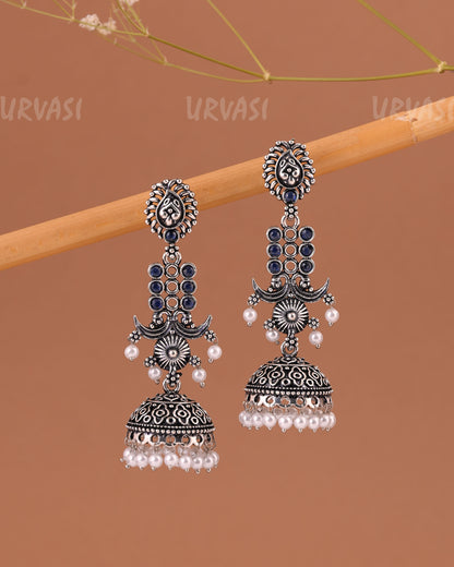 Oxidised Silver  Floral Jhumka Earrings  ER 1000