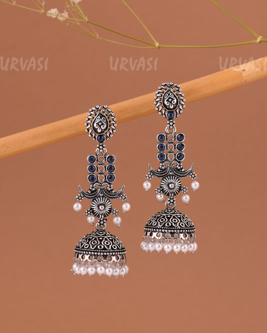 Oxidised Silver  Floral Jhumka Earrings  ER 1000